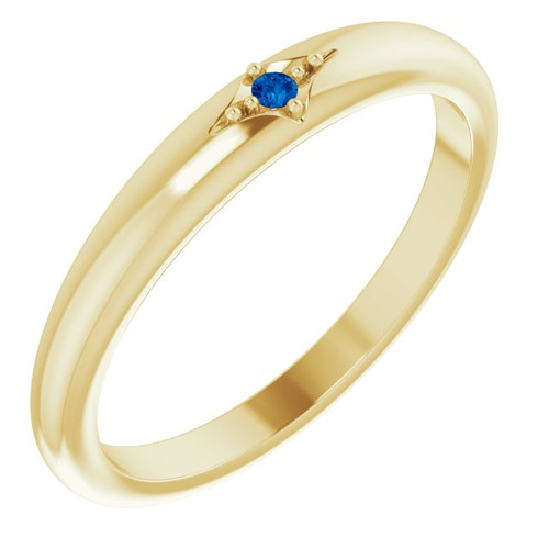 14K Yellow Gold Natural Blue Sapphire Stackable Ring