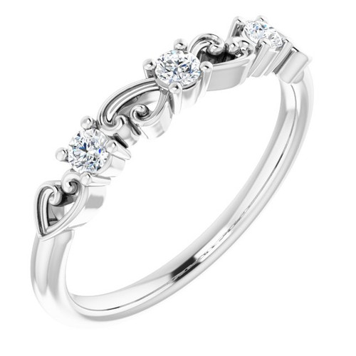 14K White Gold 1/5 CTW Natural Diamond Stackable Scroll Ring