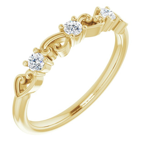 14K Yellow Gold 1/5 CTW Natural Diamond Stackable Scroll Ring