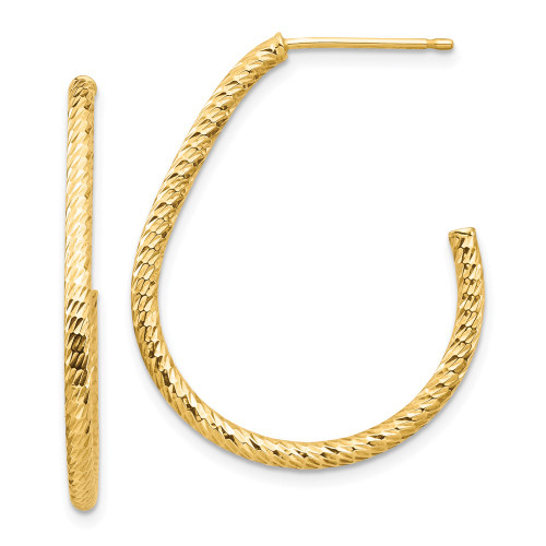 14K Yellow Gold Polished Diamond-Cut Hoop Earrings