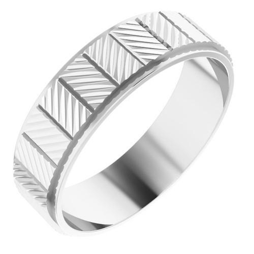 14K White Gold 6 mm Chevron Pattern Band