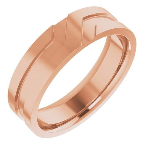 18K Rose Gold 6 mm New Aged Offset-Deco Band