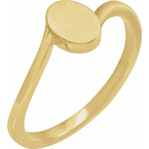 14K Yellow Gold Engravable Simple Oval Signet Ring