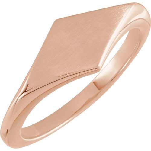 14K Rose Gold Engravable Geometric Signet Ring