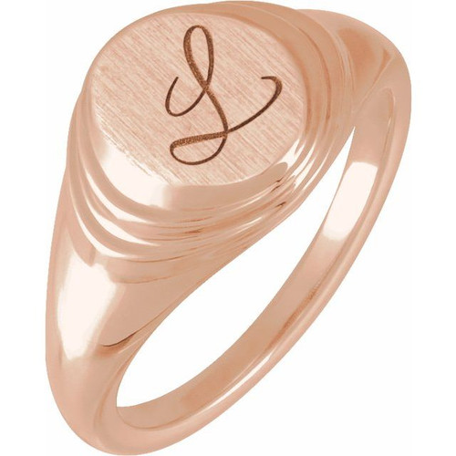 14K Rose Gold 11.3x14.6mm Engravable Oval Signet Ring