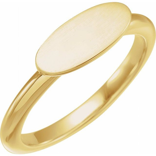14K Yellow Gold 13x5.5mm Oval Signet Ring
