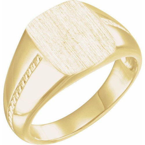 14K Yellow Gold 13x12mm Rectangle Signet Ring