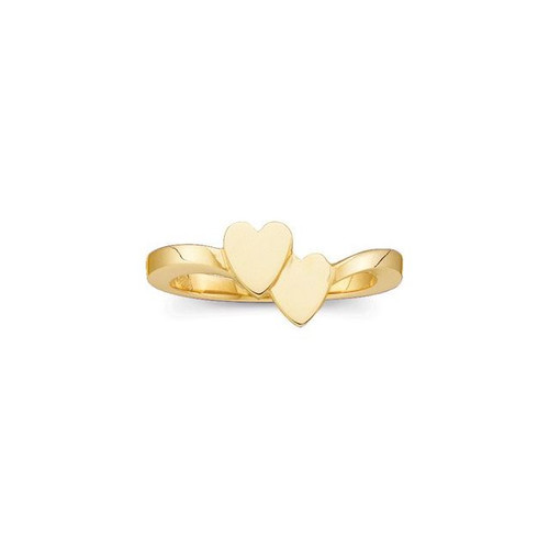 14K Yellow Gold 10x9mm Double Heart Signet Ring