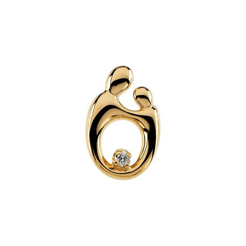 14K Yellow Gold .05 CT Natural Diamond Mother and Child® Slide Pendant