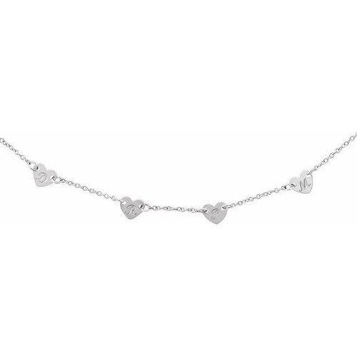 14K White Gold 4-Heart Engravable Family Necklace