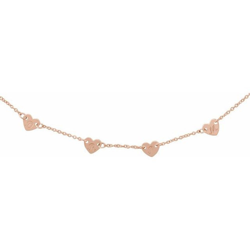 14K Rose Gold 4-Heart Engravable Family Necklace