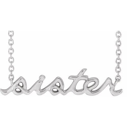 14K White Gold Sister Necklace