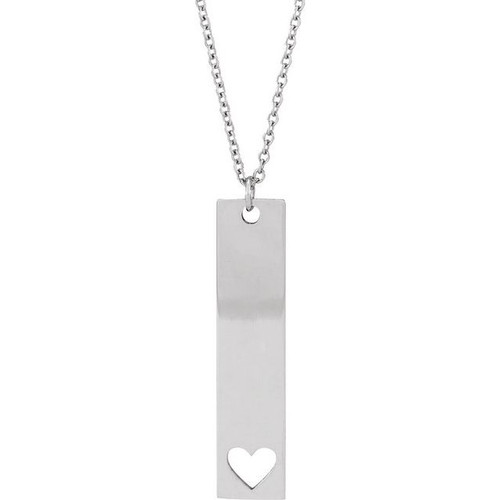 14K White Gold Engravable Bar Necklace