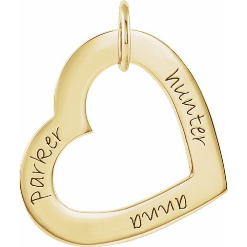 14K Yellow Gold Posh Mommy® Engravable Heart Loop Pendant