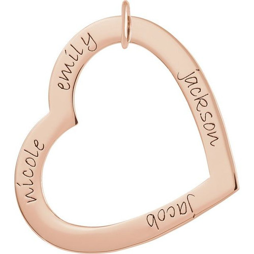 14K Rose Gold Posh Mommy® Large Engravable Heart Loop Pendant