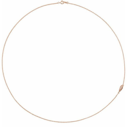 14K Rose Gold .015 CTW Natural Diamond Off-Center Angel Wing Necklace