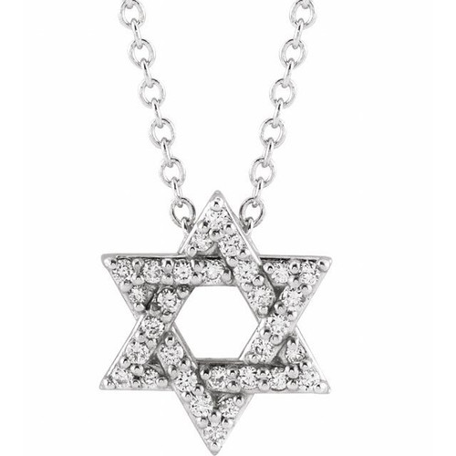 14K White Gold 1/8 CTW Natural Diamond Star of David Necklace