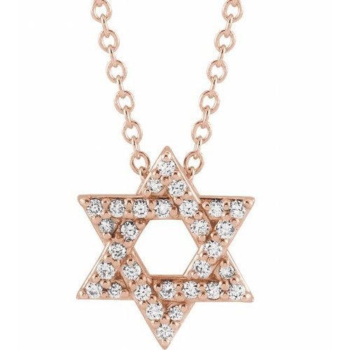 14K Rose Gold 1/8 CTW Natural Diamond Star of David Necklace