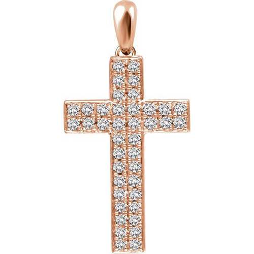 14K Rose Gold 1/3 CTW Natural Diamond Cross Pendant