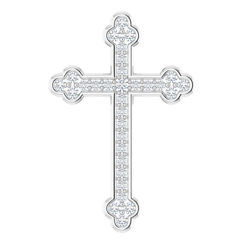 14K White Gold 1/4 CTW Natural Diamond Cross Pendant