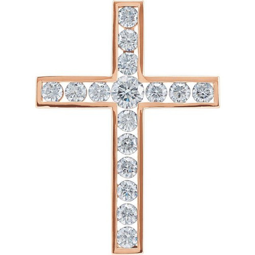 14K Rose Gold 1 3/8 CTW Diamond Cross Pendant