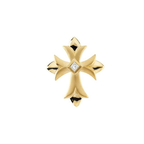 14K Yellow Gold 1/10 CTW Diamond Cross Pendant