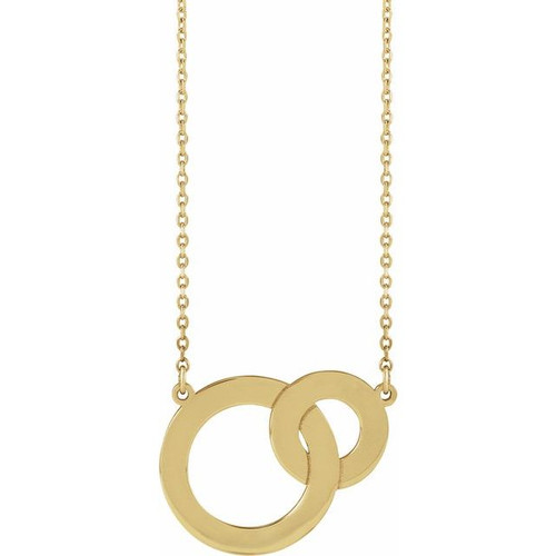 14K Yellow Gold Engravable Interlocking Circles Necklace