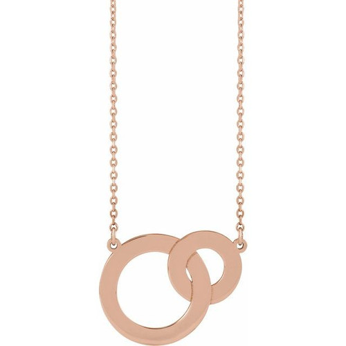 14K Rose Gold Engravable Interlocking Circles Necklace