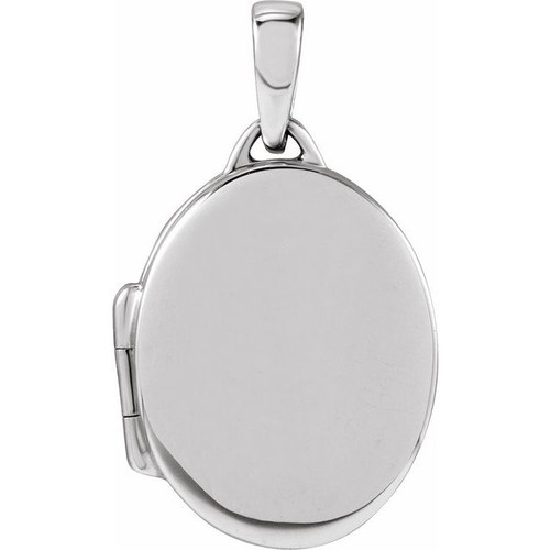 14K White Gold Engravable Oval Locket