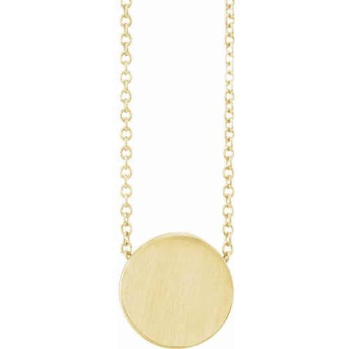 14K Yellow Gold Engravable Disc Necklace