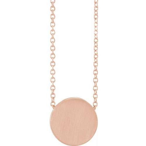 14K Rose Gold Engravable Disc Necklace