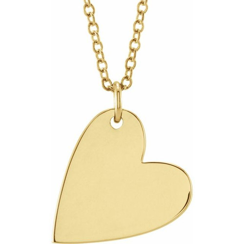 14K Yellow Gold Engravable Sideways Heart Necklace