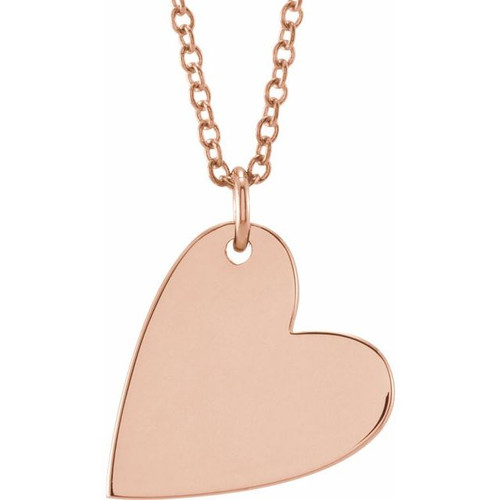 14K Rose Gold Engravable Sideways Heart Necklace