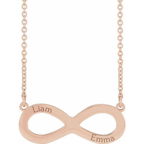 14K Rose Gold Engravable Infinity Family Necklace