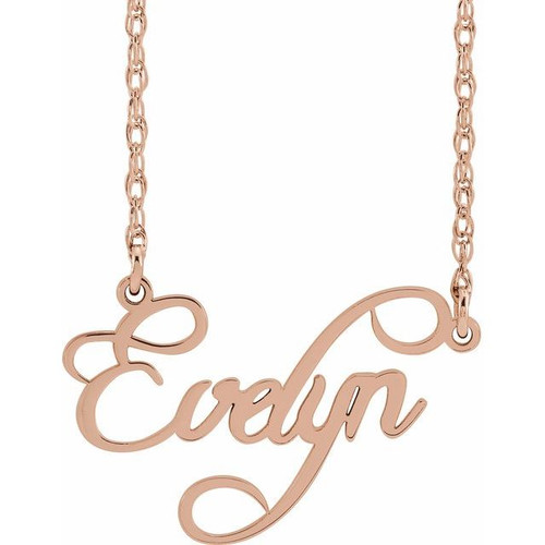 14K Rose Gold Script Nameplate Necklace