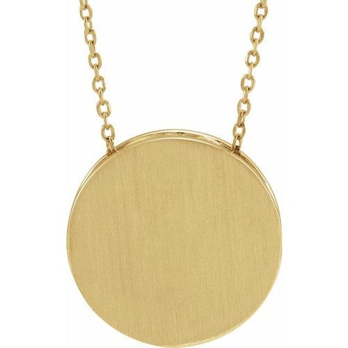 14K Yellow Gold Engravable Scroll Disc Necklace