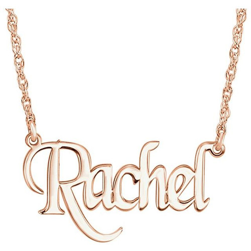 14K Rose Gold Block Nameplate Necklace