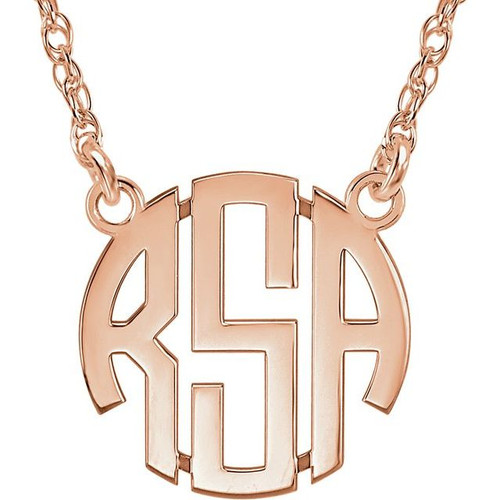 14K Rose Gold 3-Letter Block Monogram Necklace