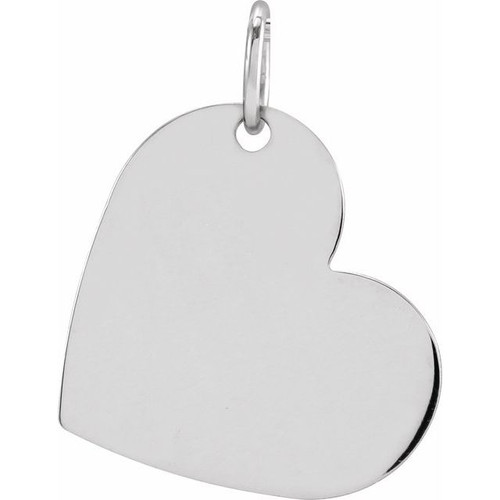 14K White Gold Engravable Heart Pendant