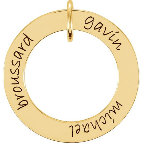 14K Yellow Gold Posh Mommy® Engravable Wee Loop Pendant