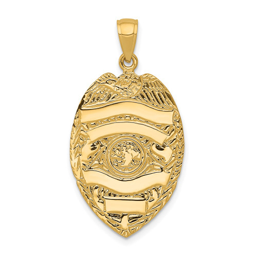 14k Yellow Gold Large Badge Pendant