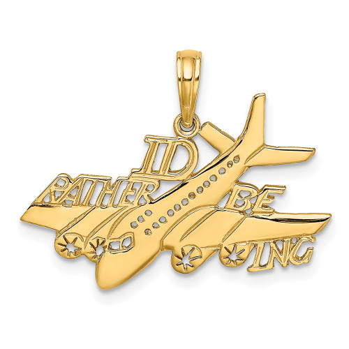 14k Yellow Gold I'd Rather Be Flying Plane Charm