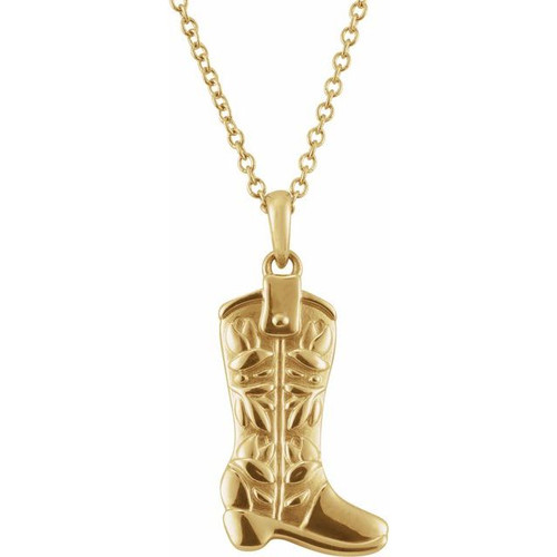 14K Yellow Western Boot  Necklace