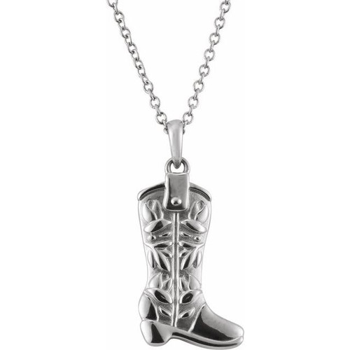 14K White Western Boot  Necklace