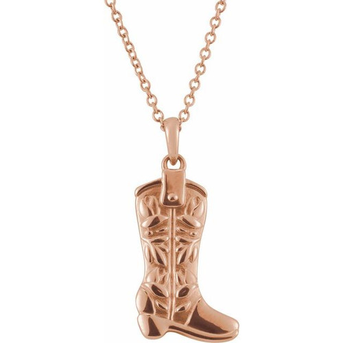 14K Rose Western Boot  Necklace