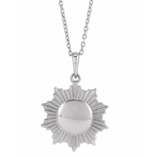 14K White Gold Sun Necklace