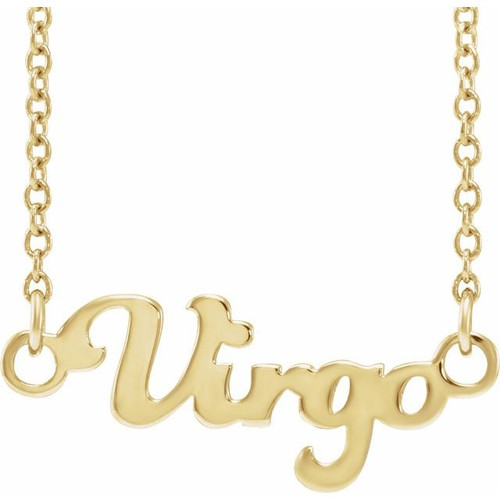 14K Yellow Gold Virgo Zodiac Necklace