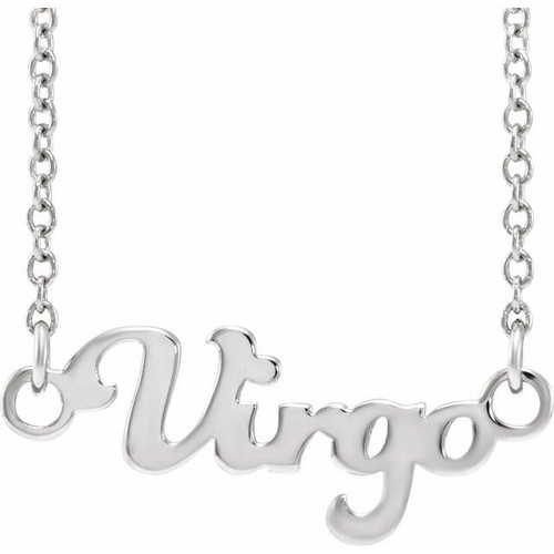 14K White Gold Virgo Zodiac Necklace