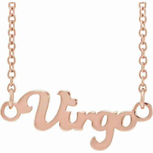 14K Rose Gold Virgo Zodiac Necklace