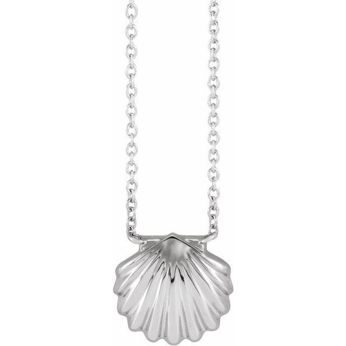14K White Gold Shell  Necklace